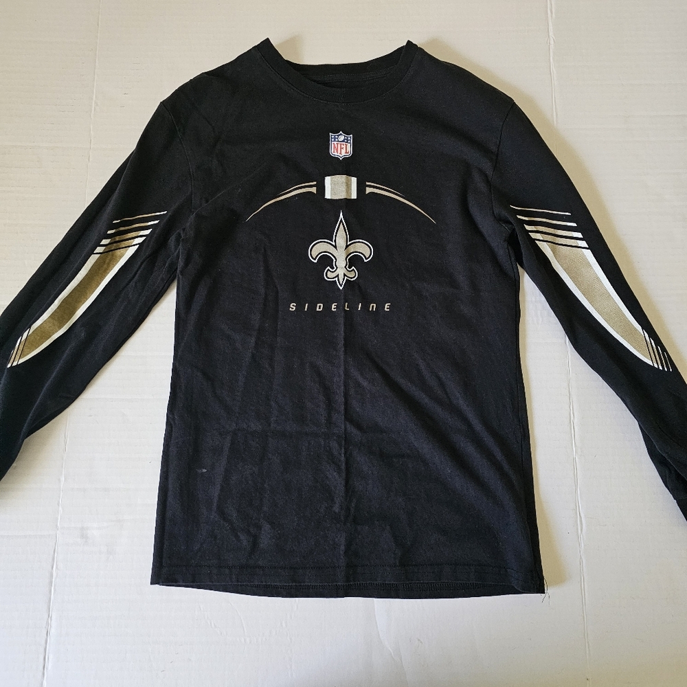 NFL New Orleans Saints Boys Tee Shirt Size L 14-16 Black Long Sleeve